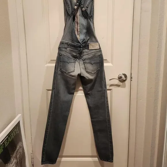 NWT $328 DieselWomen's De-Chatty Denim Jumpsuit Overalls XXS